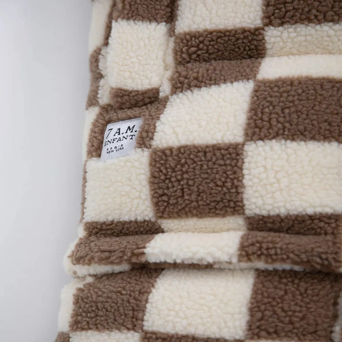 Stroller Accessories-7AM Enfant 212 Evolution Blanket (Berber) Print Checkers Tan