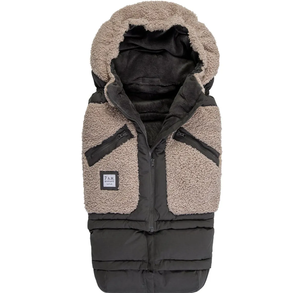 Stroller Accessories-7AM Enfant 212 Evolution Blanket (Teddy) Black/Oatmeal