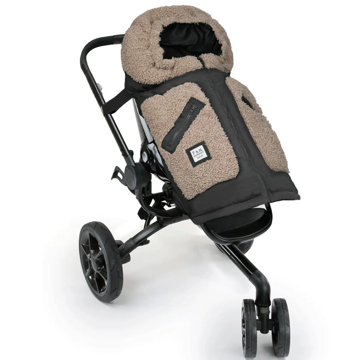 Stroller Accessories-7AM Enfant 212 Evolution Blanket (Teddy) Black/Oatmeal