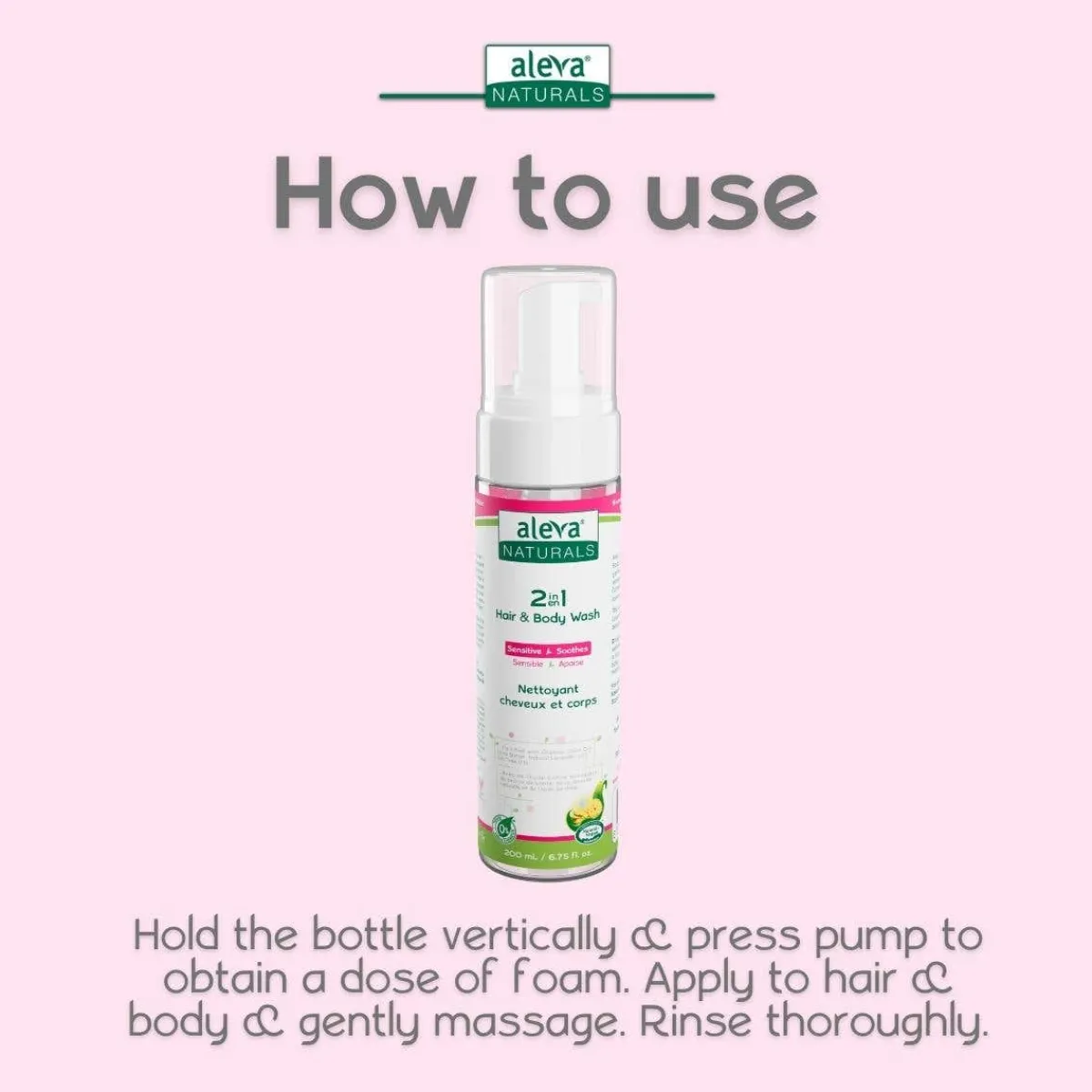 Cradle Cap Care|Infant Shampoo + Conditioner-Aleva Naturals 2 in 1 Hair & Body Wash (200 mL)