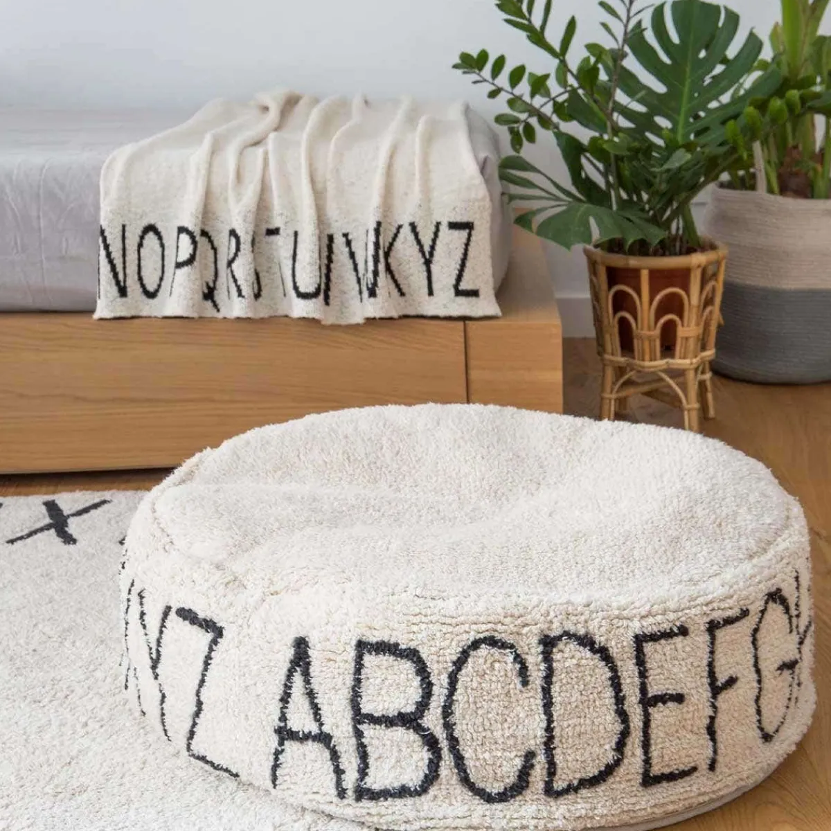 Beanbag Chairs-Lorena Canals ABC Pouf Natural Black