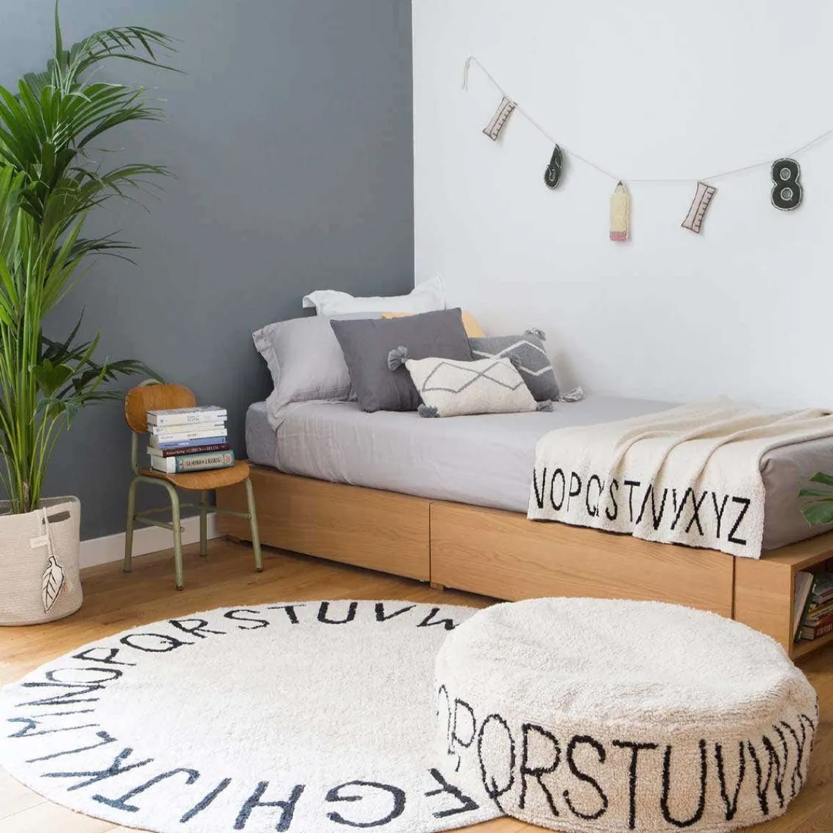 Beanbag Chairs-Lorena Canals ABC Pouf Natural Black