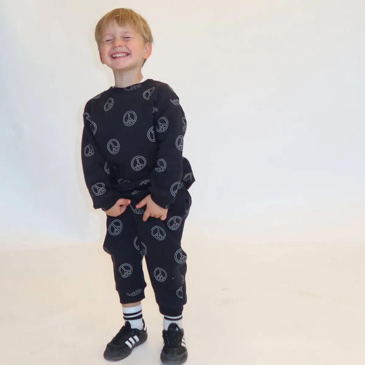 Tops + Tees-Brunette the Label All Over Peace Sign Best Friend Crew