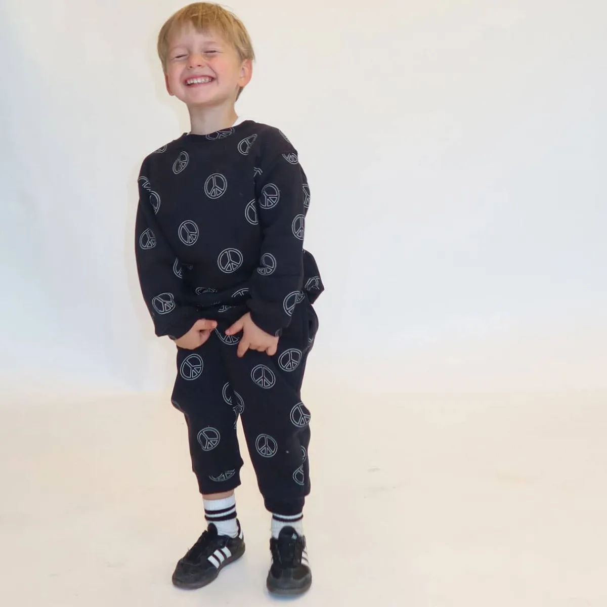 Pants-Brunette the Label All Over Peace Sign Oversized Jogger