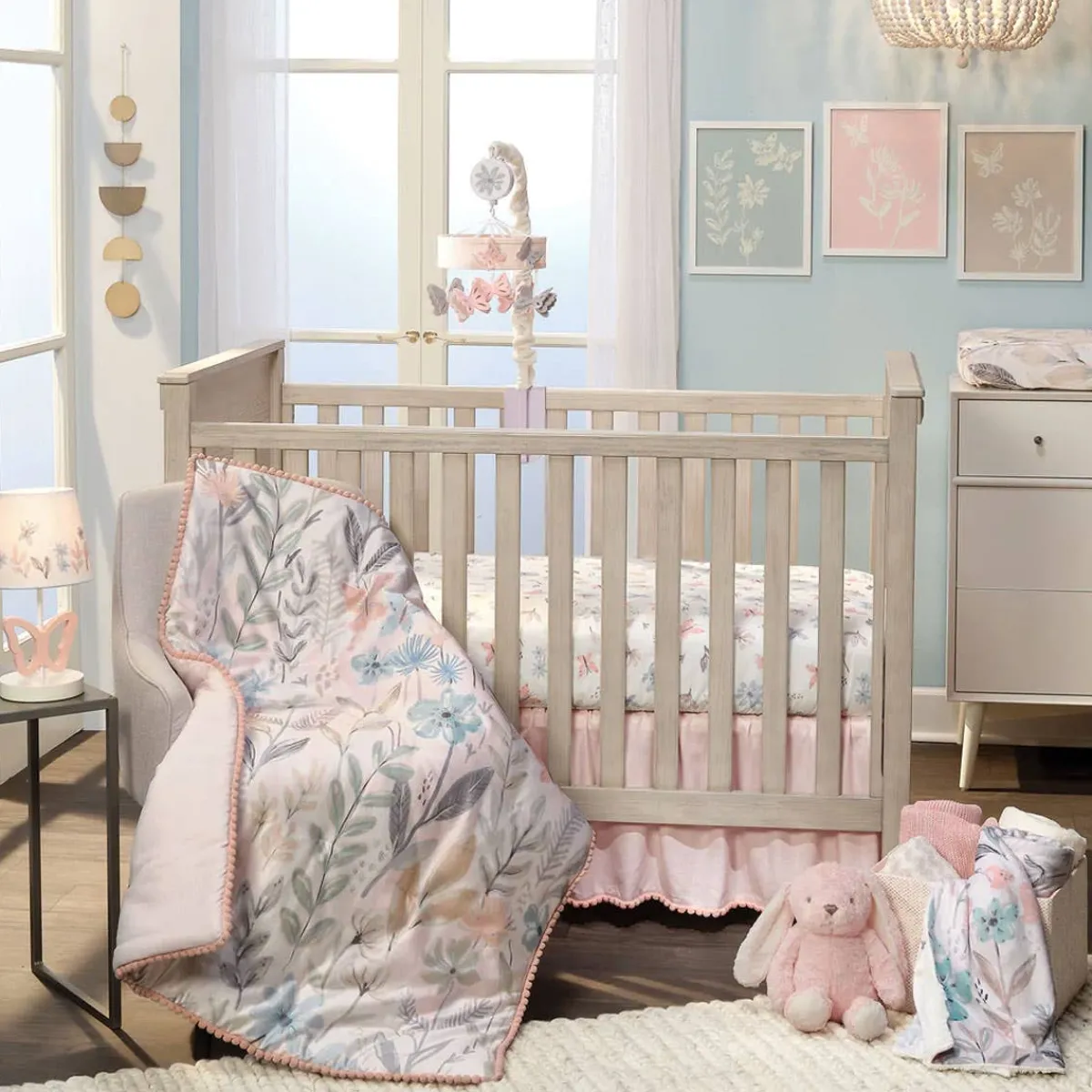 Crib Bedding Sets-Lambs & Ivy Baby Blooms 3 Piece Crib Set