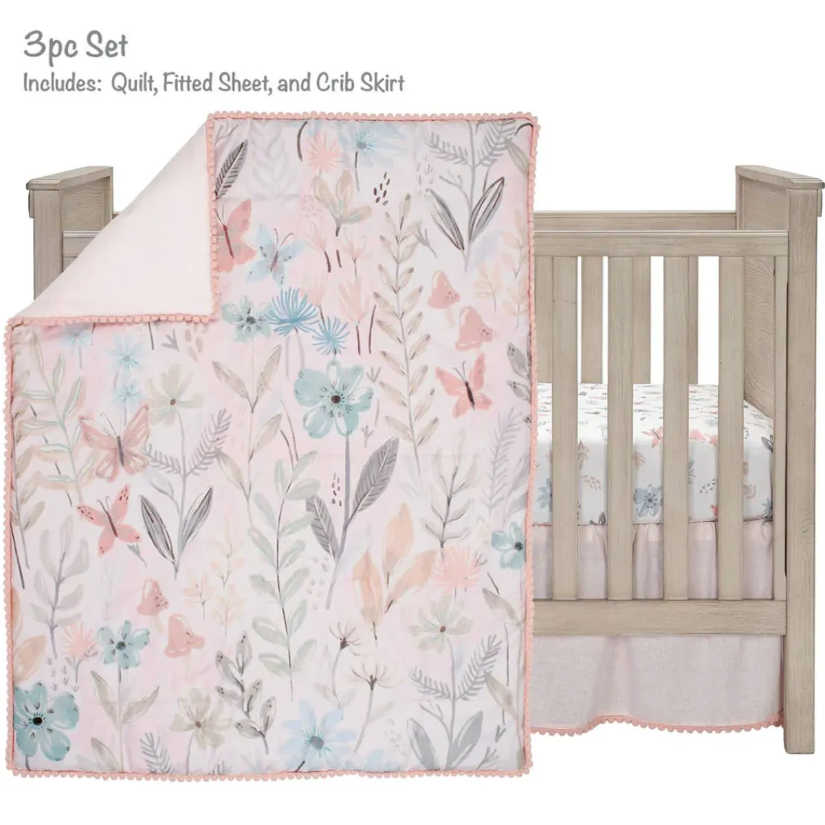 Crib Bedding Sets-Lambs & Ivy Baby Blooms 3 Piece Crib Set