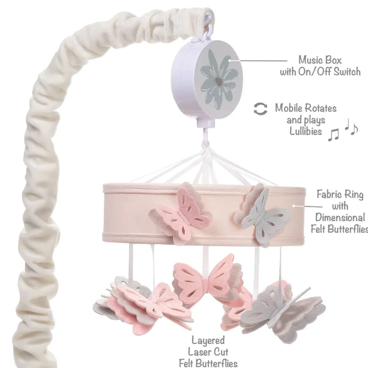 Mobiles-Lambs & Ivy Baby Blooms Musical Mobile