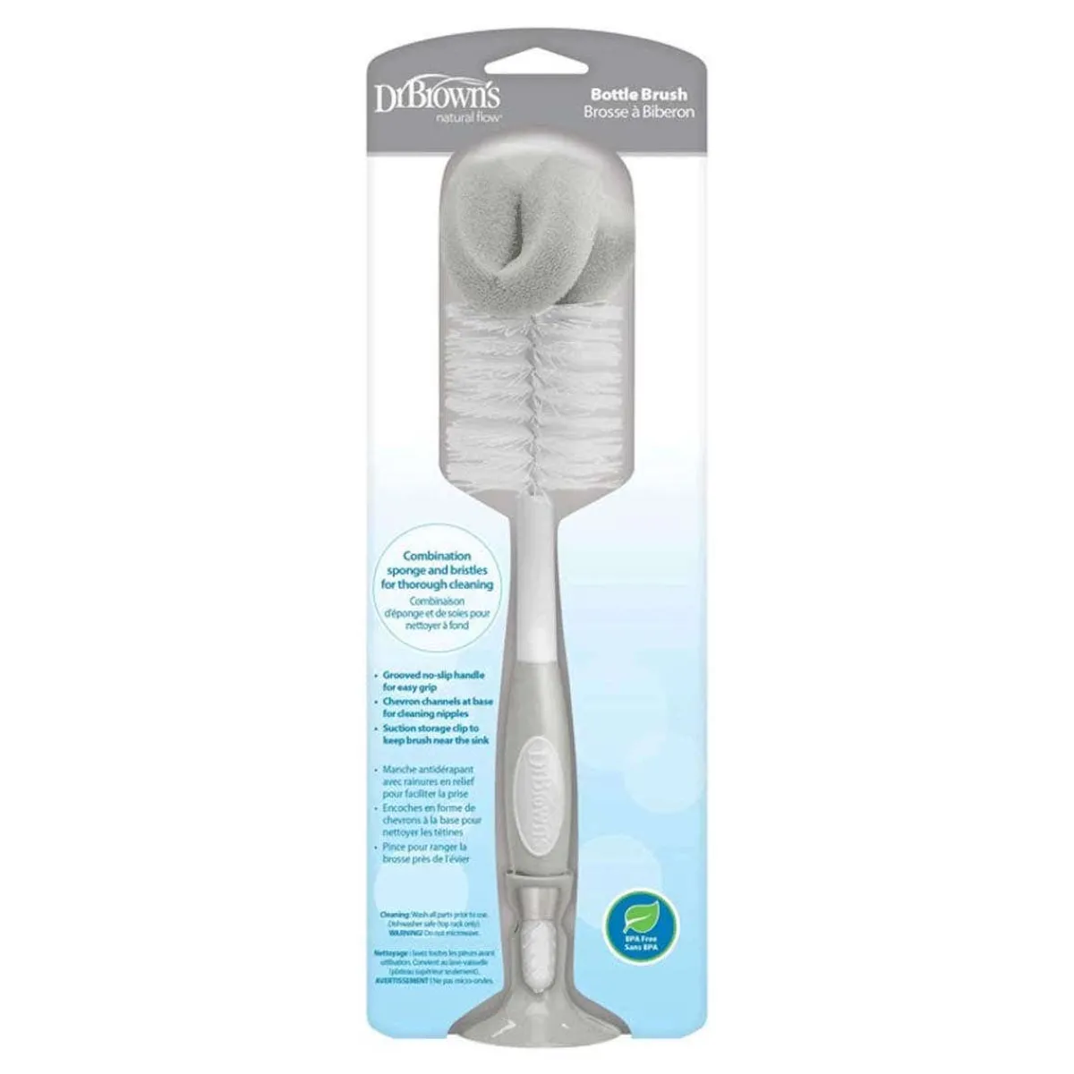 Bottle Brushes + Drying Racks|Breast Pumps + Accessories-Dr. Brown's Baby Bottle Brush Grey