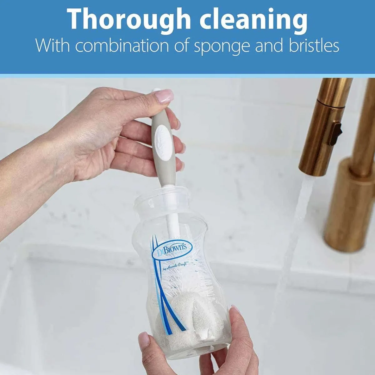 Bottle Brushes + Drying Racks|Breast Pumps + Accessories-Dr. Brown's Baby Bottle Brush Grey