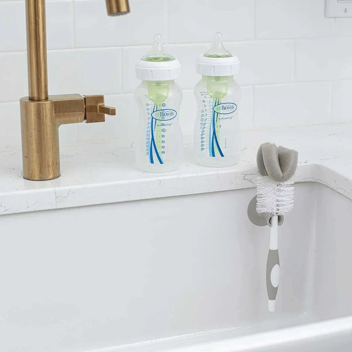 Bottle Brushes + Drying Racks|Breast Pumps + Accessories-Dr. Brown's Baby Bottle Brush Grey