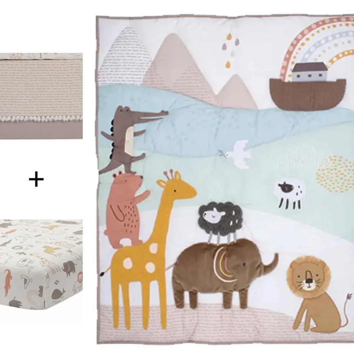 Crib Bedding Sets-Lambs & Ivy Baby Noah 3 Piece Crib Set
