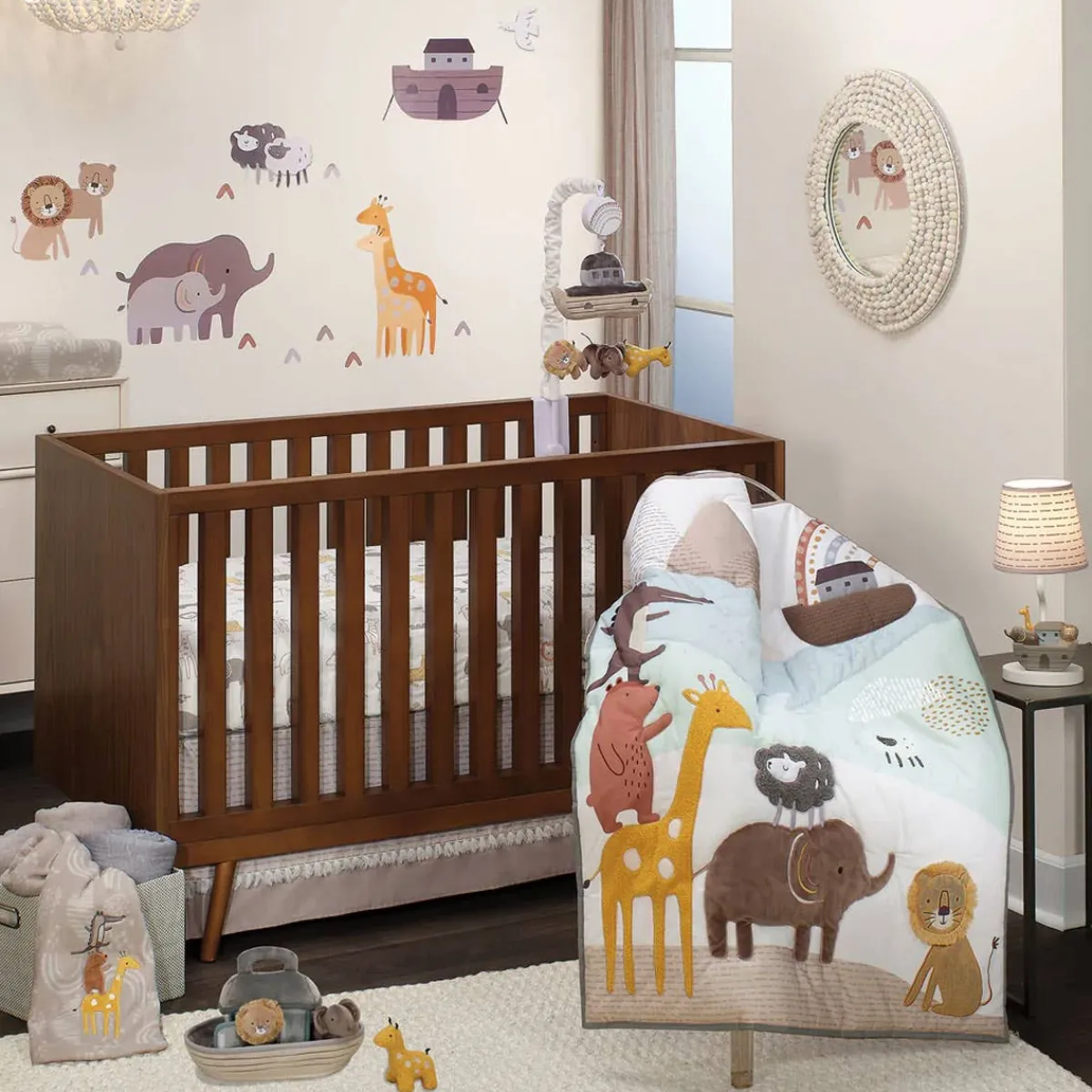 Crib Bedding Sets-Lambs & Ivy Baby Noah 3 Piece Crib Set