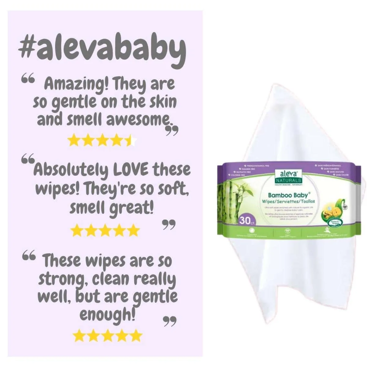 Wellness Balms + Wipes|Baby Wipes-Aleva Naturals Bamboo Baby Travel Wipes (30ct)
