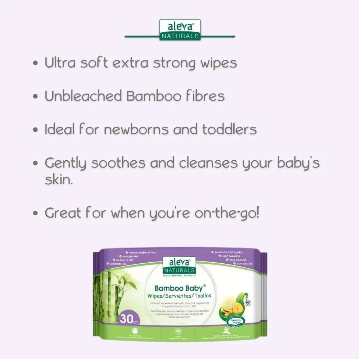 Wellness Balms + Wipes|Baby Wipes-Aleva Naturals Bamboo Baby Travel Wipes (30ct)