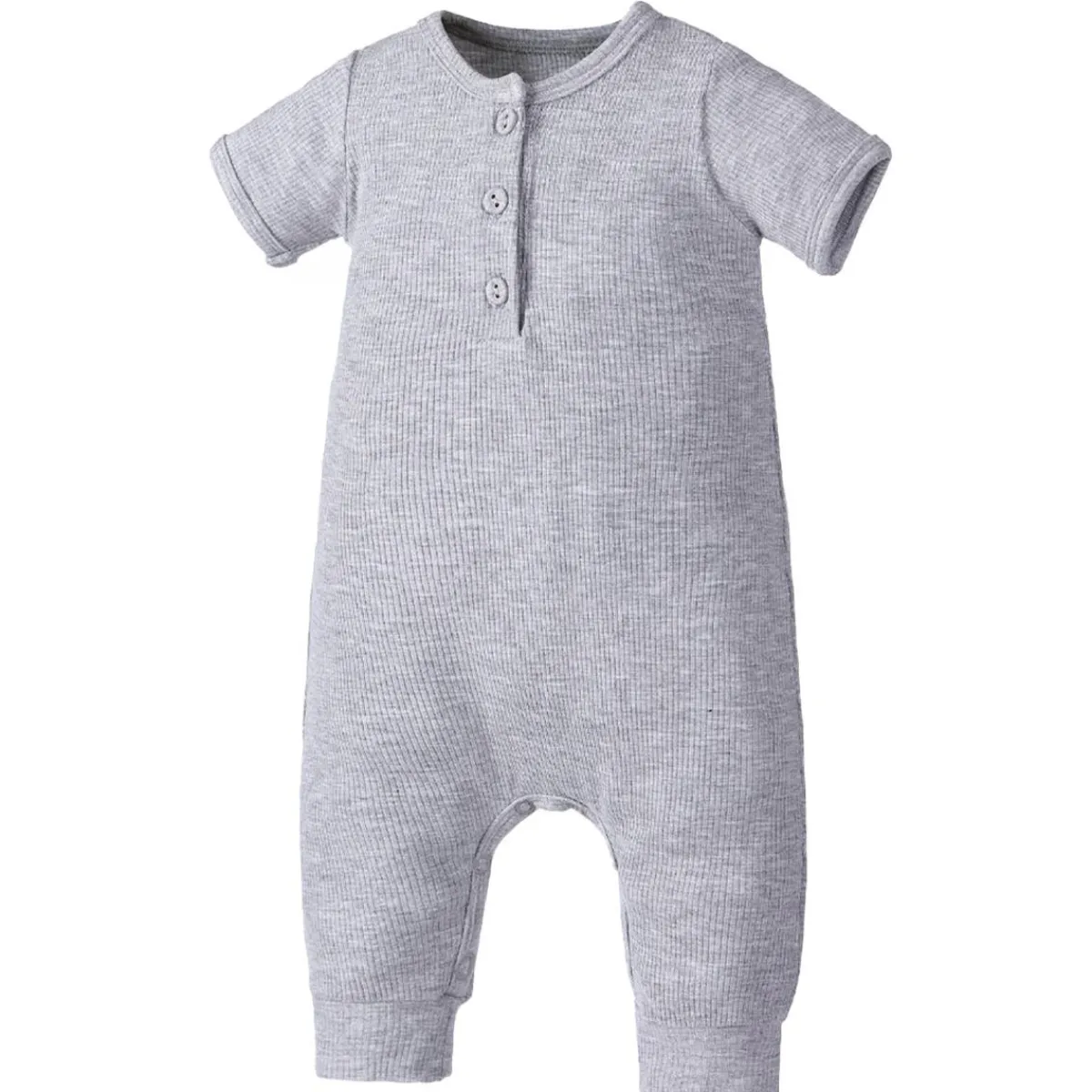 Rompers-Earth Baby Outfitters Bamboo Ribbed Short Sleeve Henley Romper