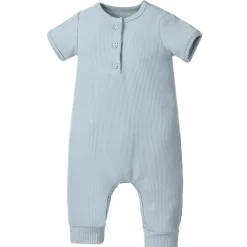 Rompers-Earth Baby Outfitters Bamboo Ribbed Short Sleeve Henley Romper