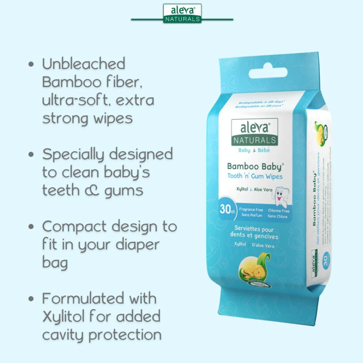 Wellness Balms + Wipes|Oral Care-Aleva Naturals Bamboo Tooth & Gum Wipes (30ct)