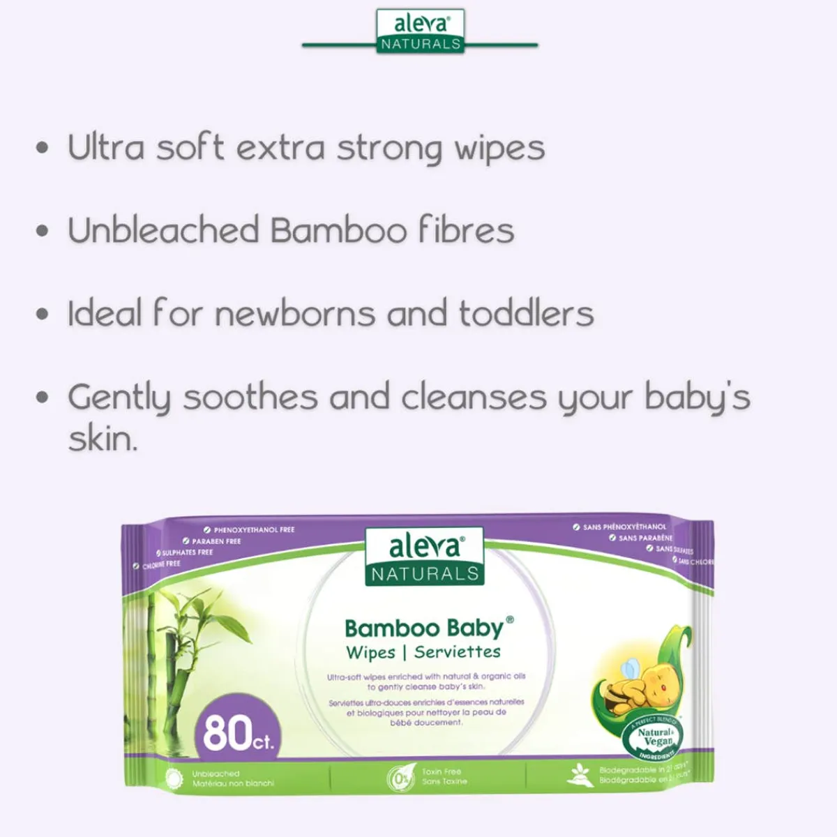 Wellness Balms + Wipes|Baby Wipes-Aleva Naturals Bamboo Wipes (80ct)