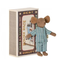Plush Animals-Maileg Big Brother Mouse in Matchbox (Blue PJ)