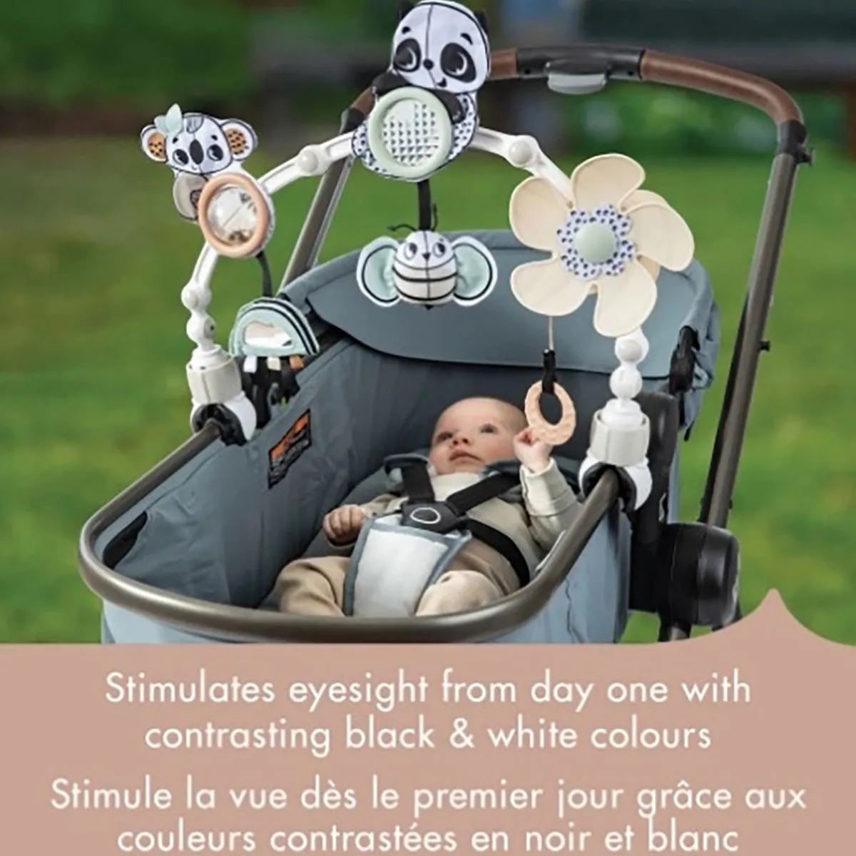 Stroller Toys-Tiny Love Black & White Decor Stroller Arch