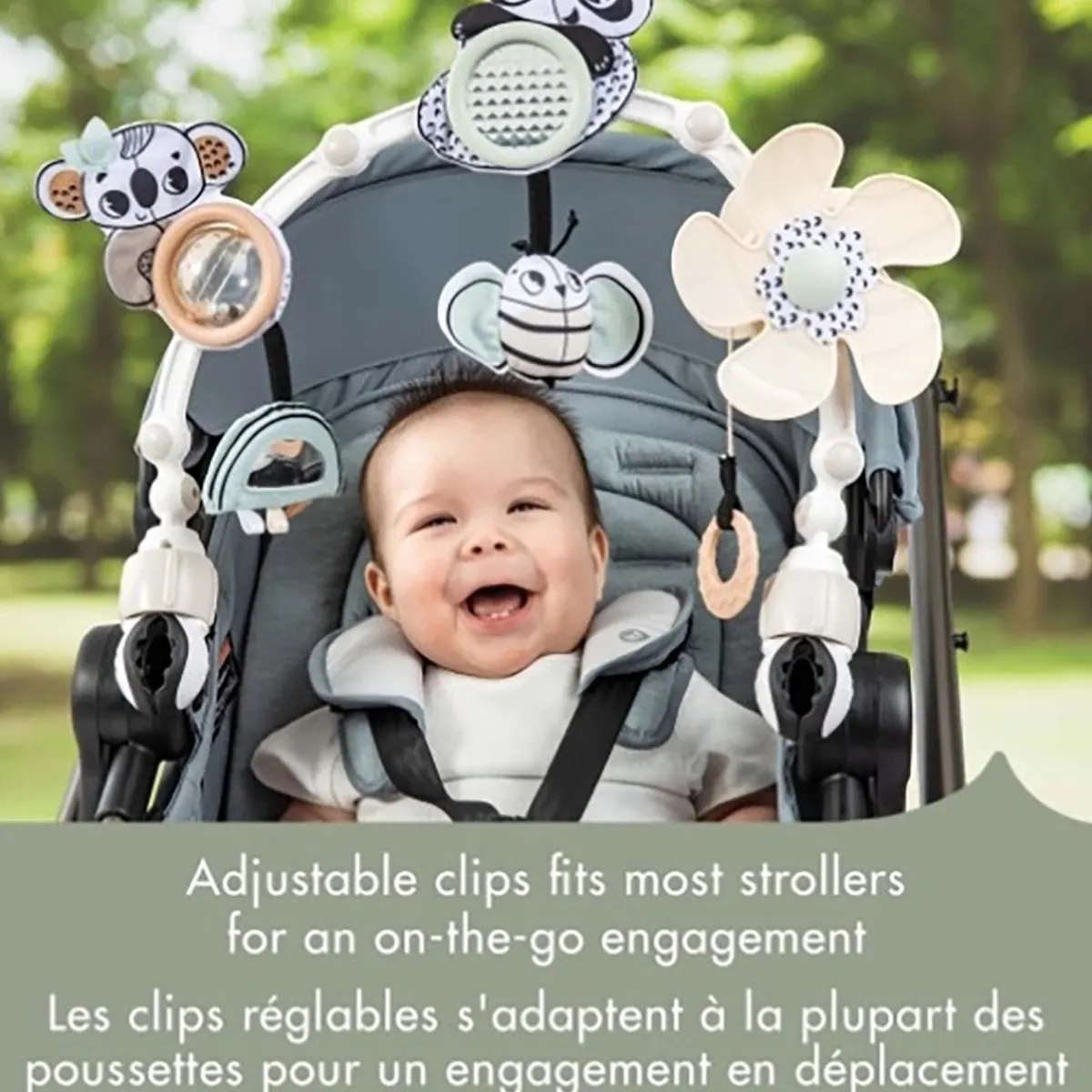Stroller Toys-Tiny Love Black & White Decor Stroller Arch