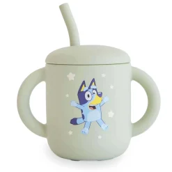 Kids Drinkware|Sippy Cups + Straw Cups-Mushie Bluey Silicone Straw Cup