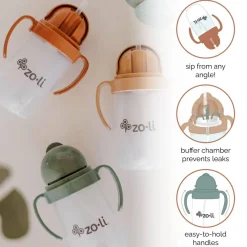 Kids Drinkware|Sippy Cups + Straw Cups-Zoli BOT 2.0 Straw Sippy Cup (10 oz)