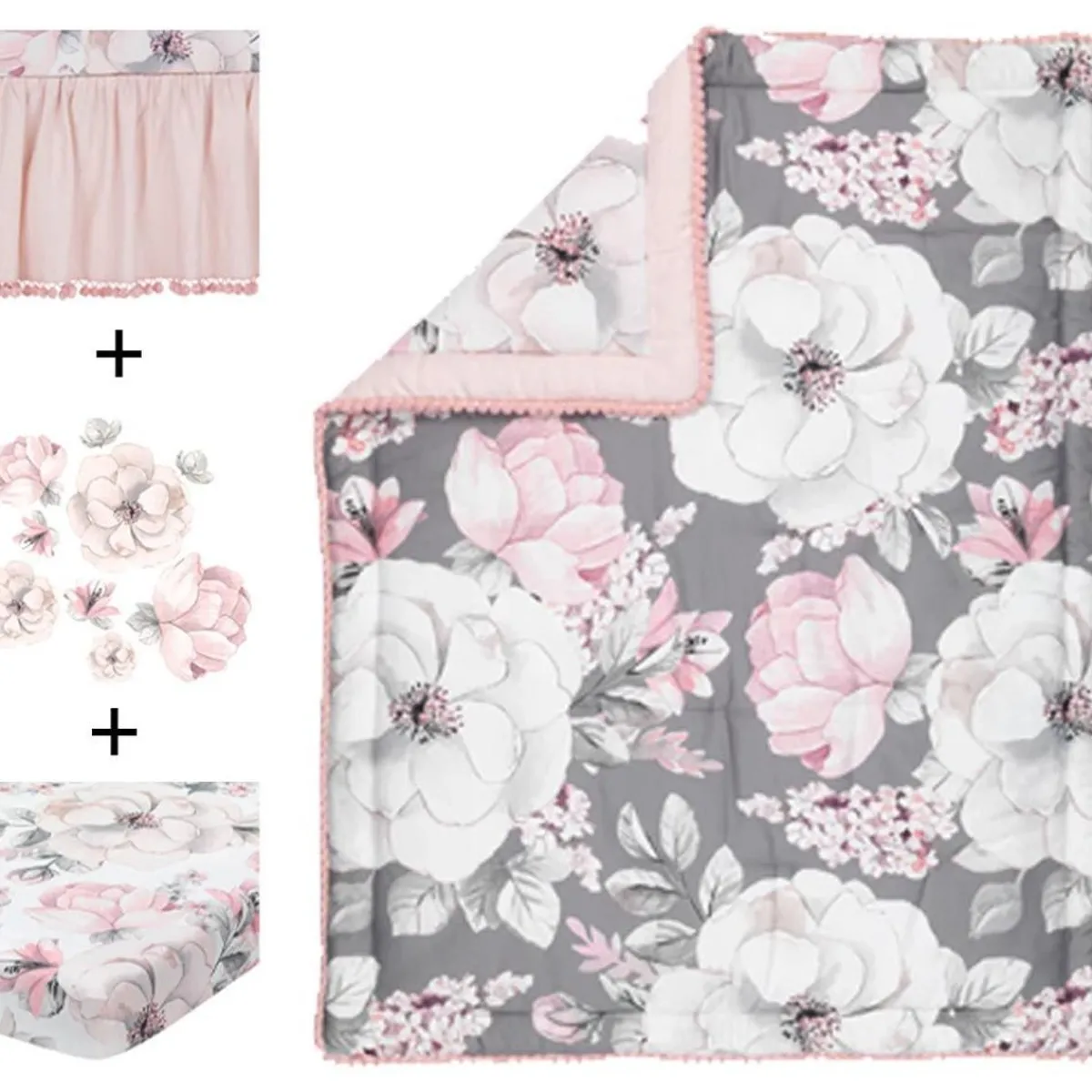 Crib Bedding Sets-Lambs & Ivy Botanical Baby 4 Piece Crib Set