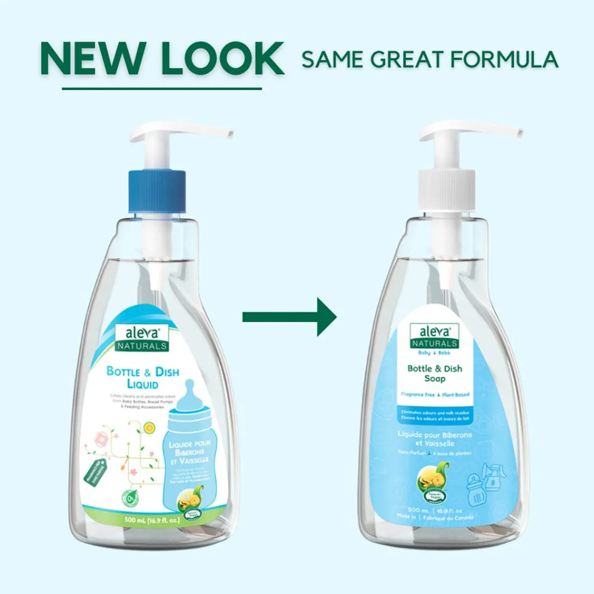 Cleaning Products-Aleva Naturals Bottle & Dish Liquid - Fragrance Free (500 mL)