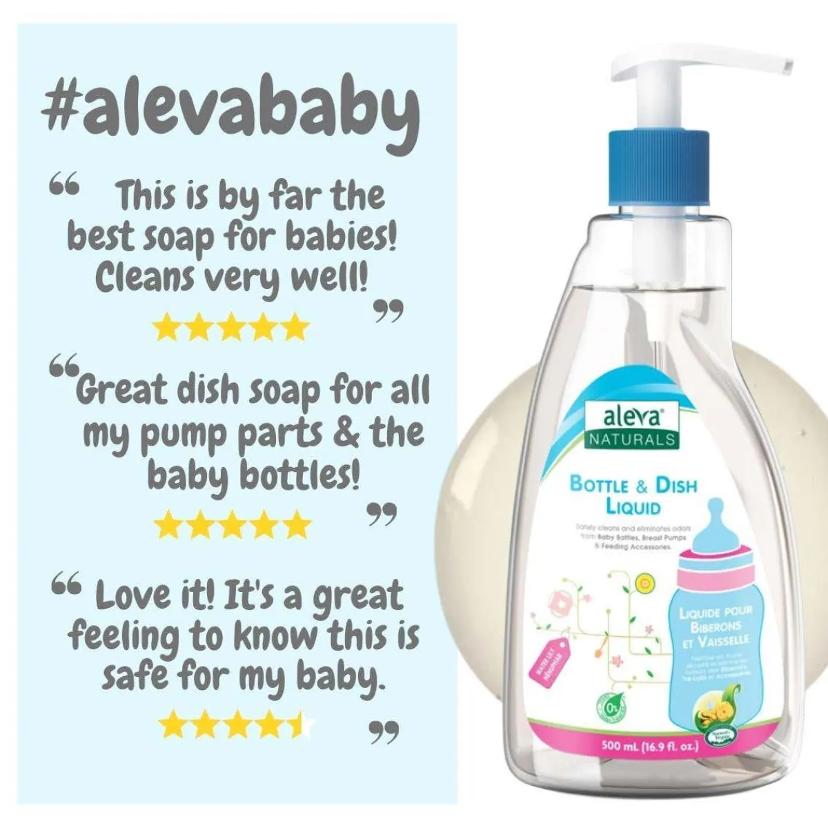 Cleaning Products-Aleva Naturals Bottle & Dish Liquid - Water Lily (500 mL)