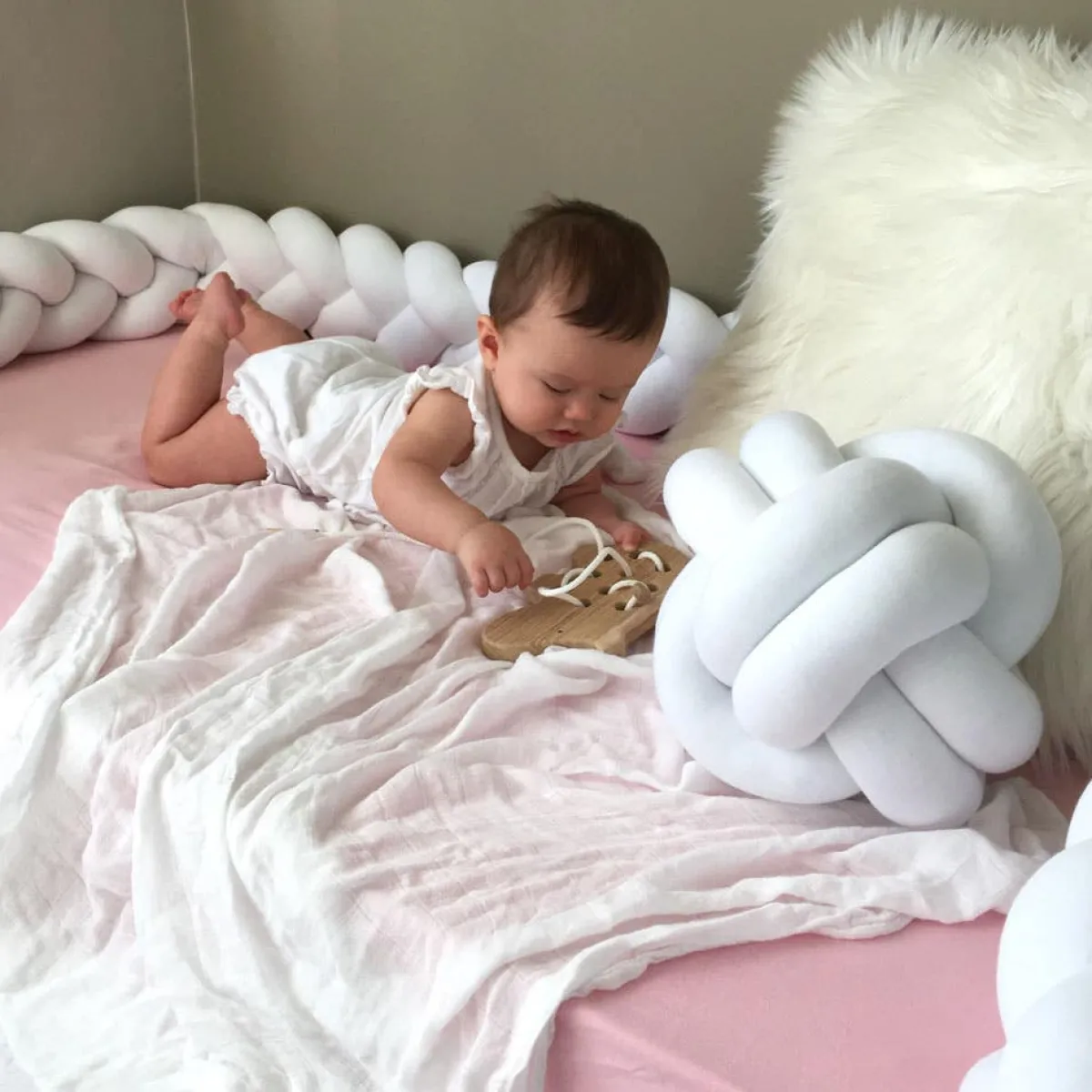 Crib Bumpers-Malia Mu Braid Cushion (Full)