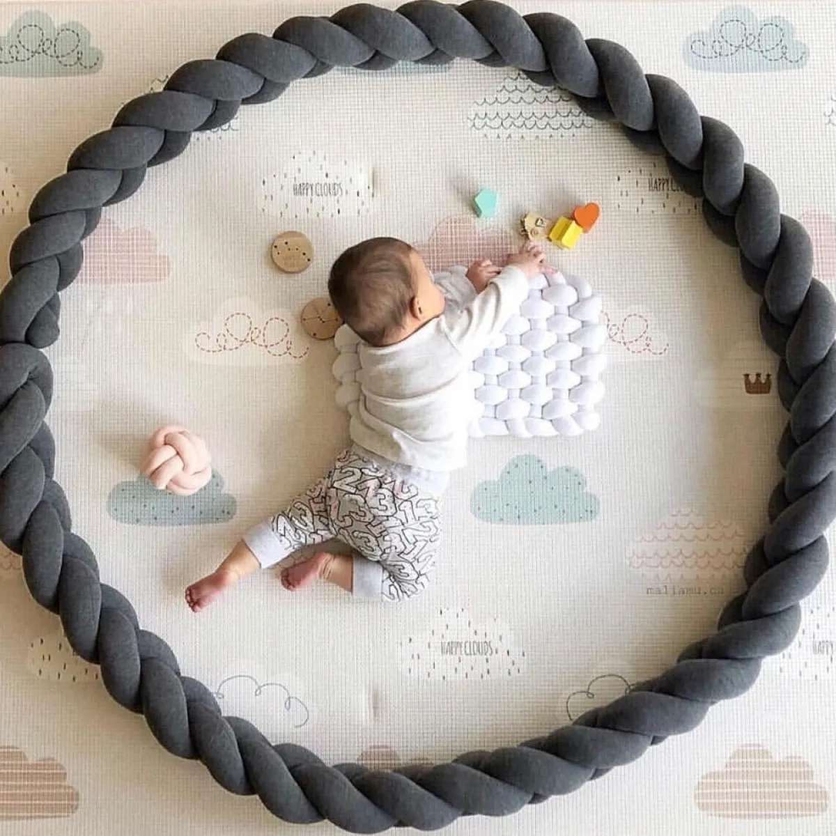 Crib Bumpers-Malia Mu Braid Cushion (Full)