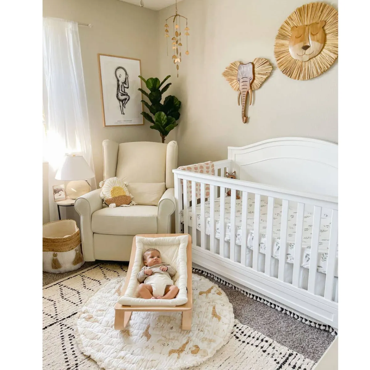 Wall Decor|Mobiles-Crane Baby Brass Ceiling Hanging