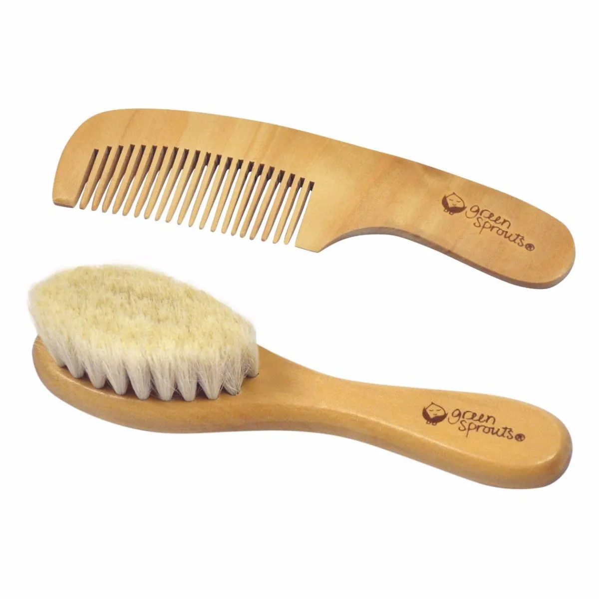 Baby Brushes + Combs-Green Sprouts Brush & Comb Set Natural