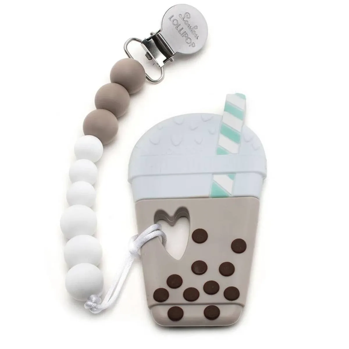 Teethers|Pacifiers + Clips-LouLou Lollipop Bubble Tea Teether with Holder