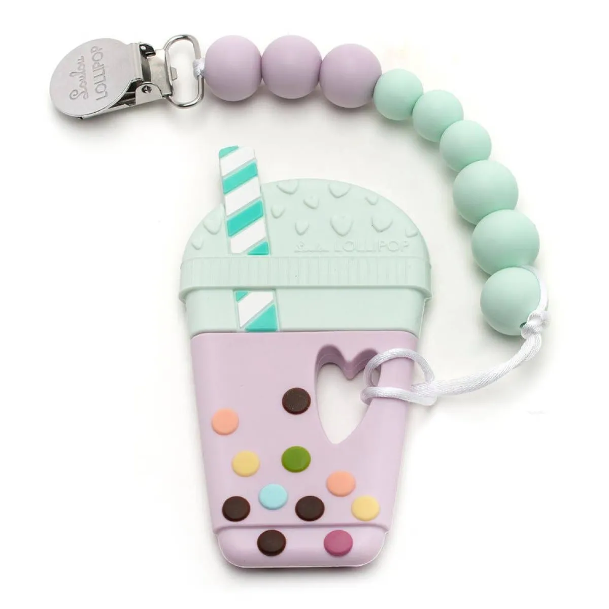 Teethers|Pacifiers + Clips-LouLou Lollipop Bubble Tea Teether with Holder