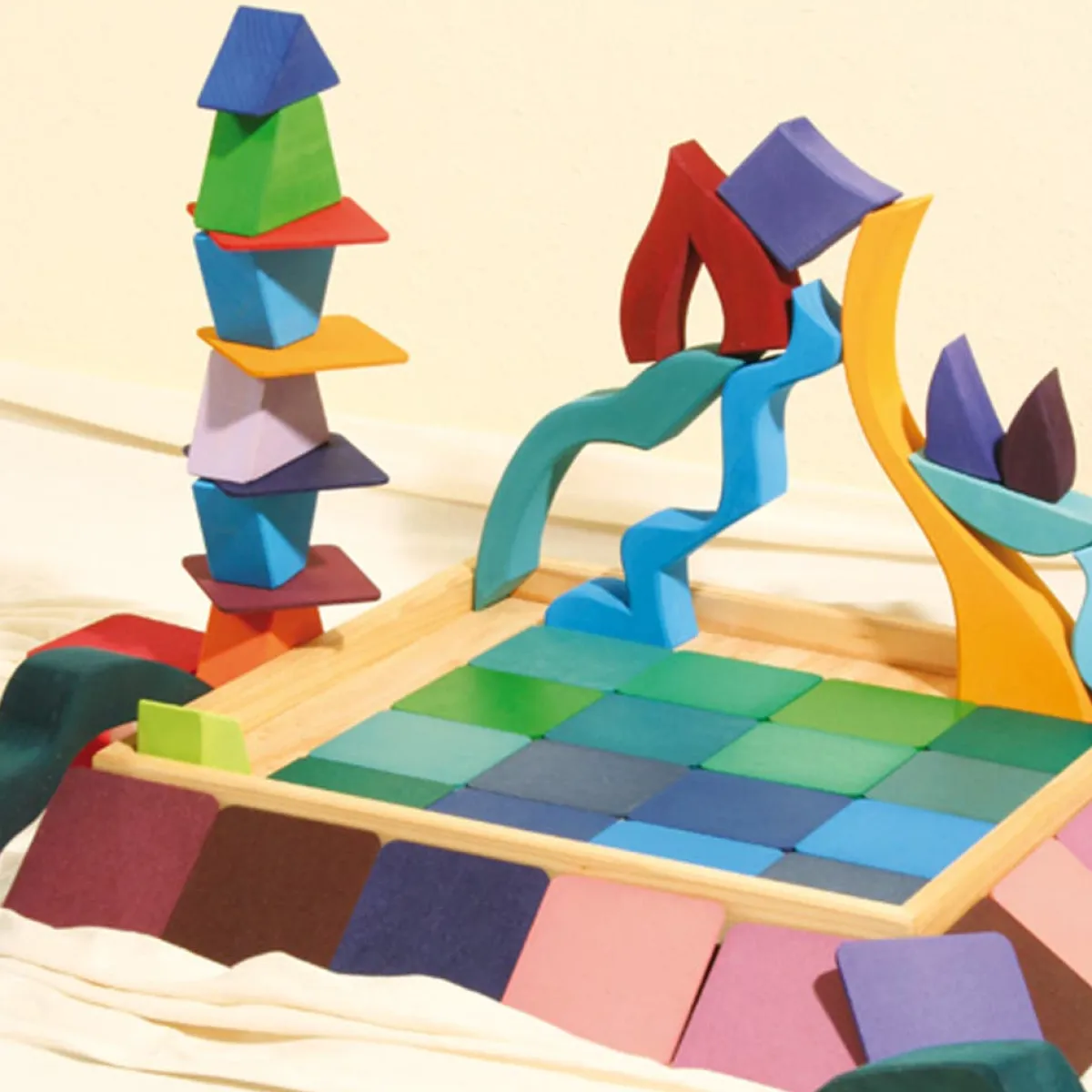 Wooden Toys|Play + Learn Toys-Grimm's Building Set - Four Elements (23 Pieces)