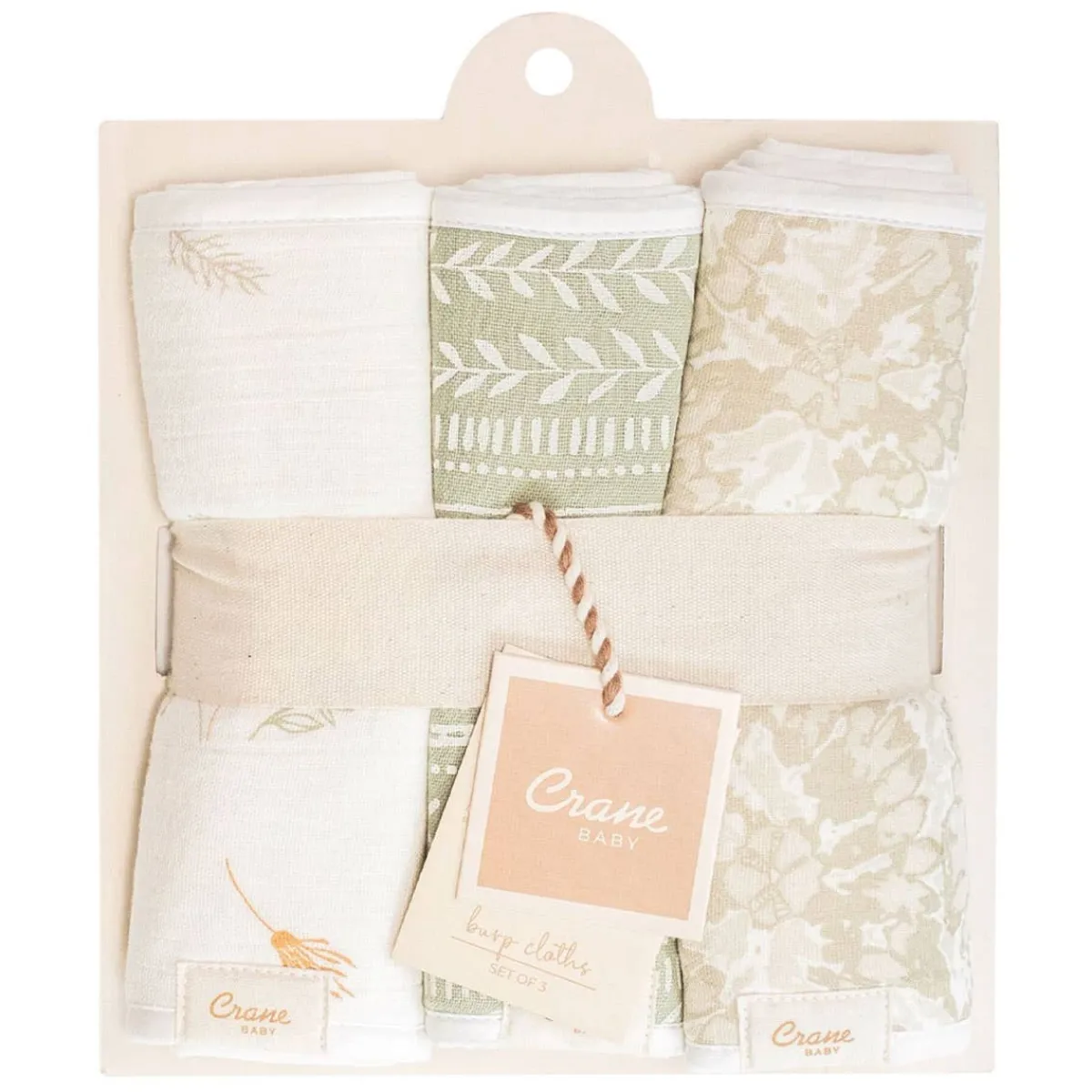 Bibs + Burps-Crane Baby Burp Cloth (3 Pack)