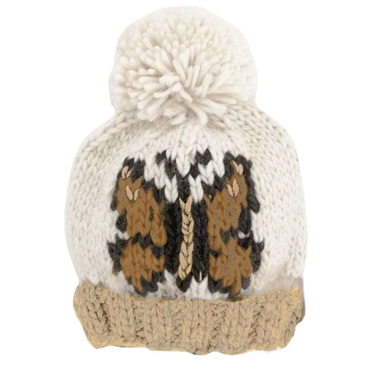 Beanies|Winter Hats-Huggalugs Butterfly Beanie Natural