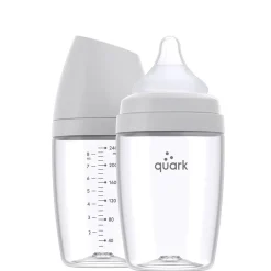 Baby Bottle Sets|Baby Bottles-Quark Baby BuubiBottle MAX (8 oz, 2 Pack) Grey