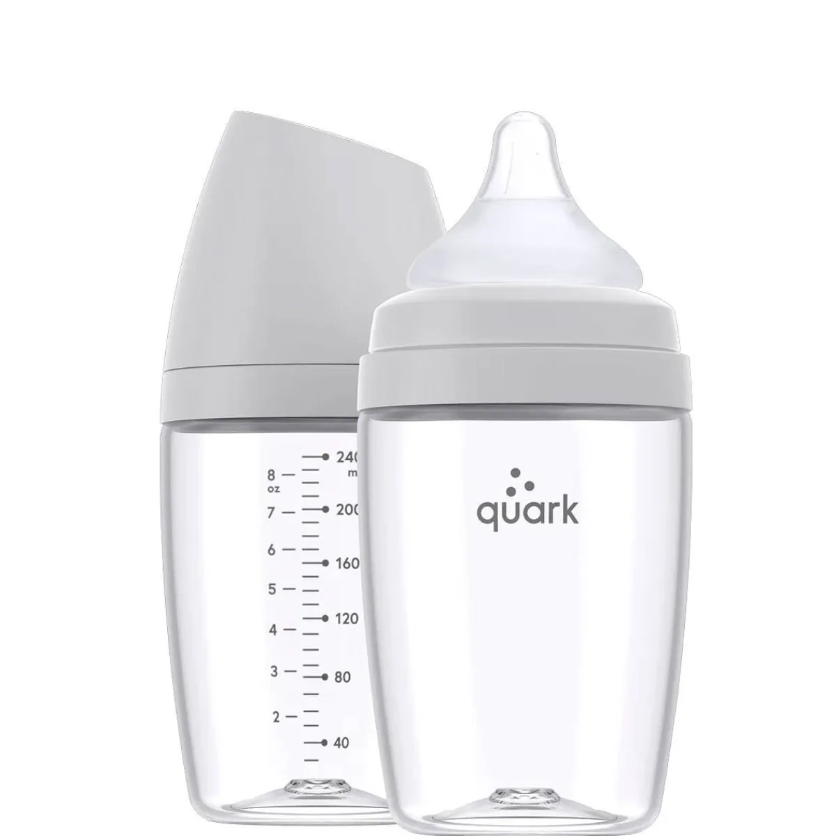 Baby Bottle Sets|Baby Bottles-Quark Baby BuubiBottle MAX (8 oz, 2 Pack) Grey