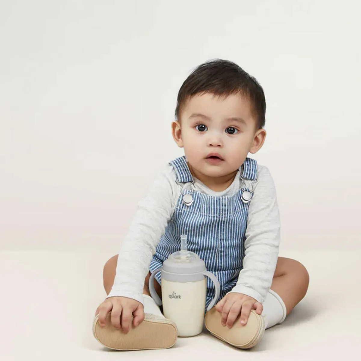 Sippy Cups + Straw Cups-Quark Baby BuubiBottle Sip (8 oz) Grey