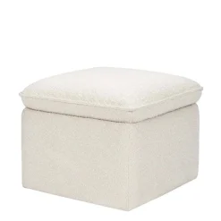 Ottomans-Babyletto Cali Boucle Storage Ottoman Ivory w/ Gold Base