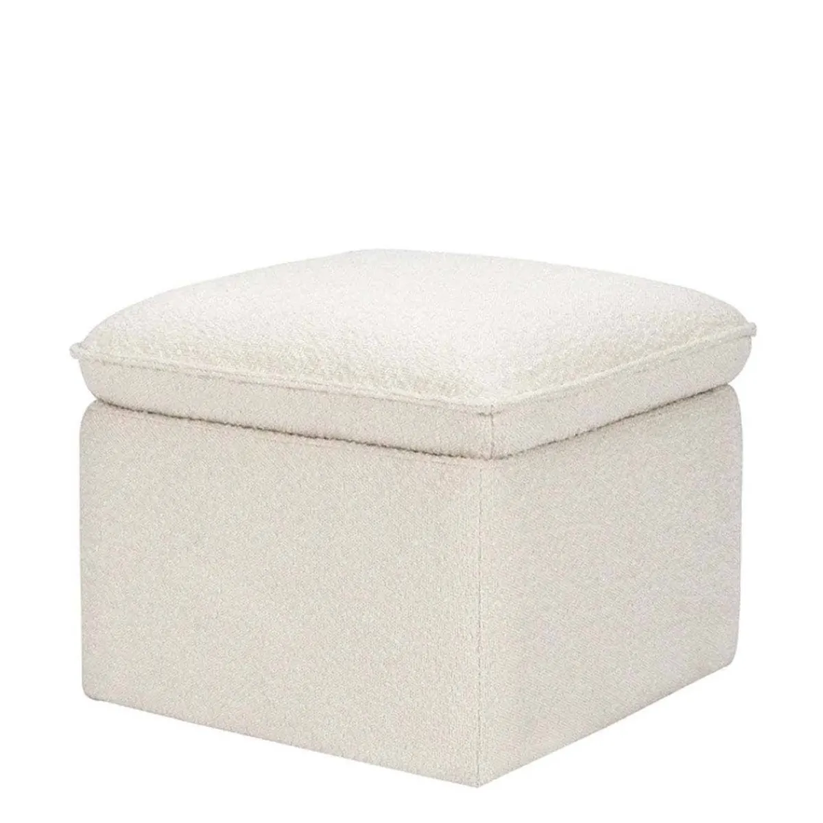 Ottomans-Babyletto Cali Boucle Storage Ottoman Ivory w/ Gold Base