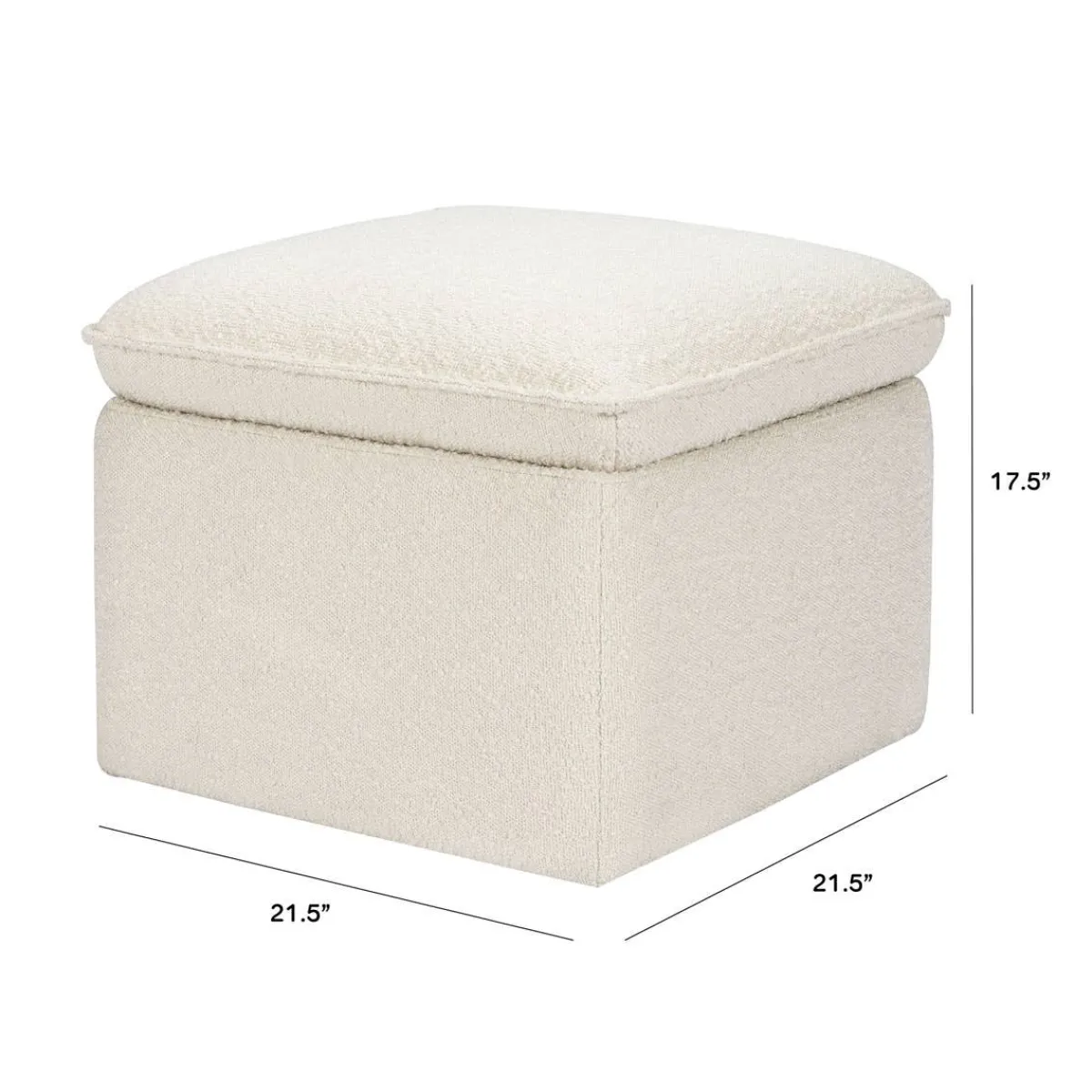 Ottomans-Babyletto Cali Boucle Storage Ottoman Ivory w/ Gold Base