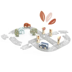 Cars + Trucks|Wooden Toys-Speedy Monkey Car Track Puzzle with 2 Cars