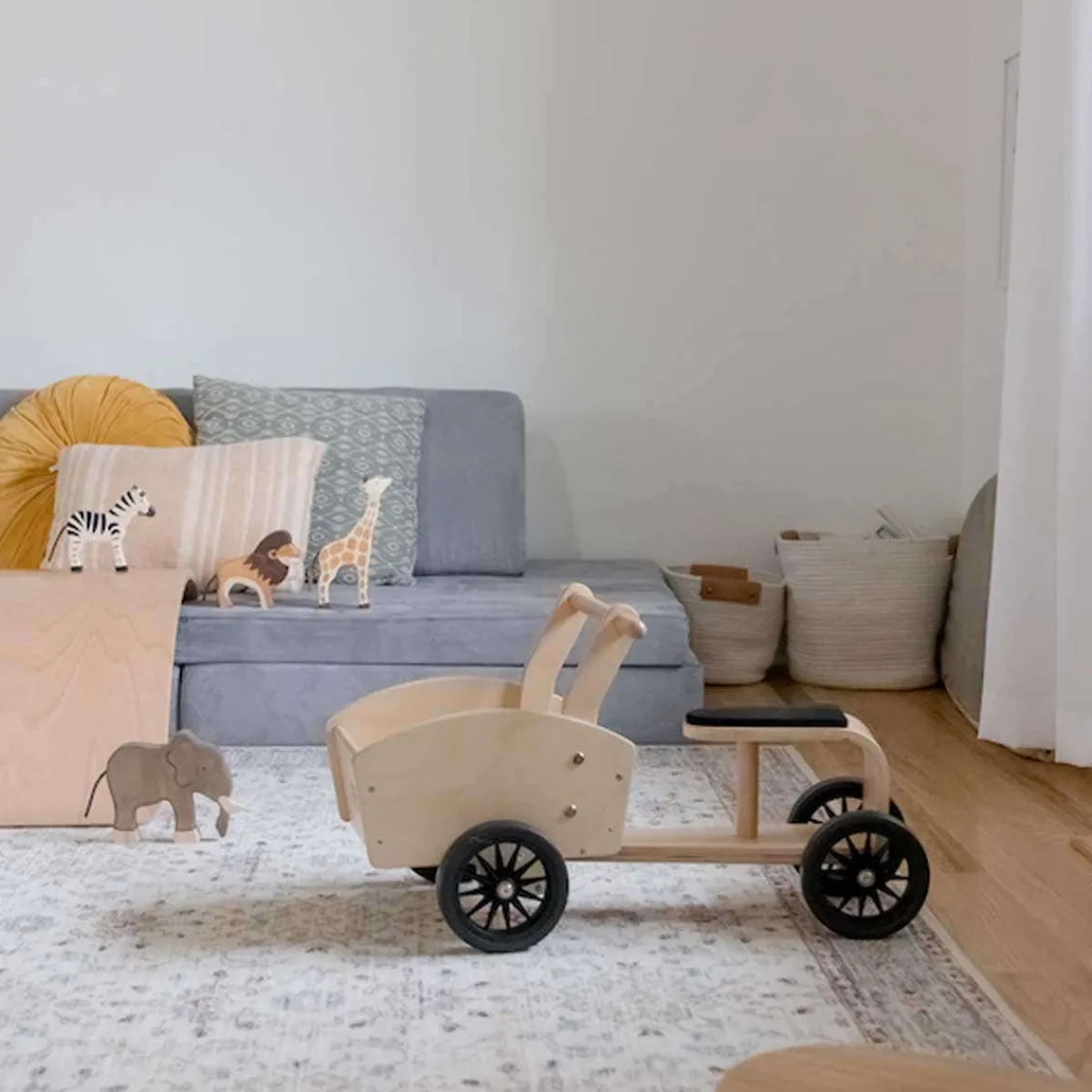 Ride-On Toys|Wooden Toys-Kinderfeets Cargo Bike Natural