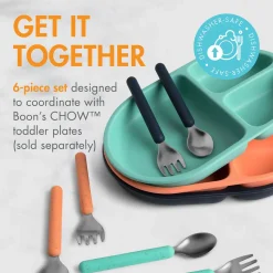 Kids Utensils|Toddler Training Utensils-Boon Inc. Chow Utensils (6 Piece)