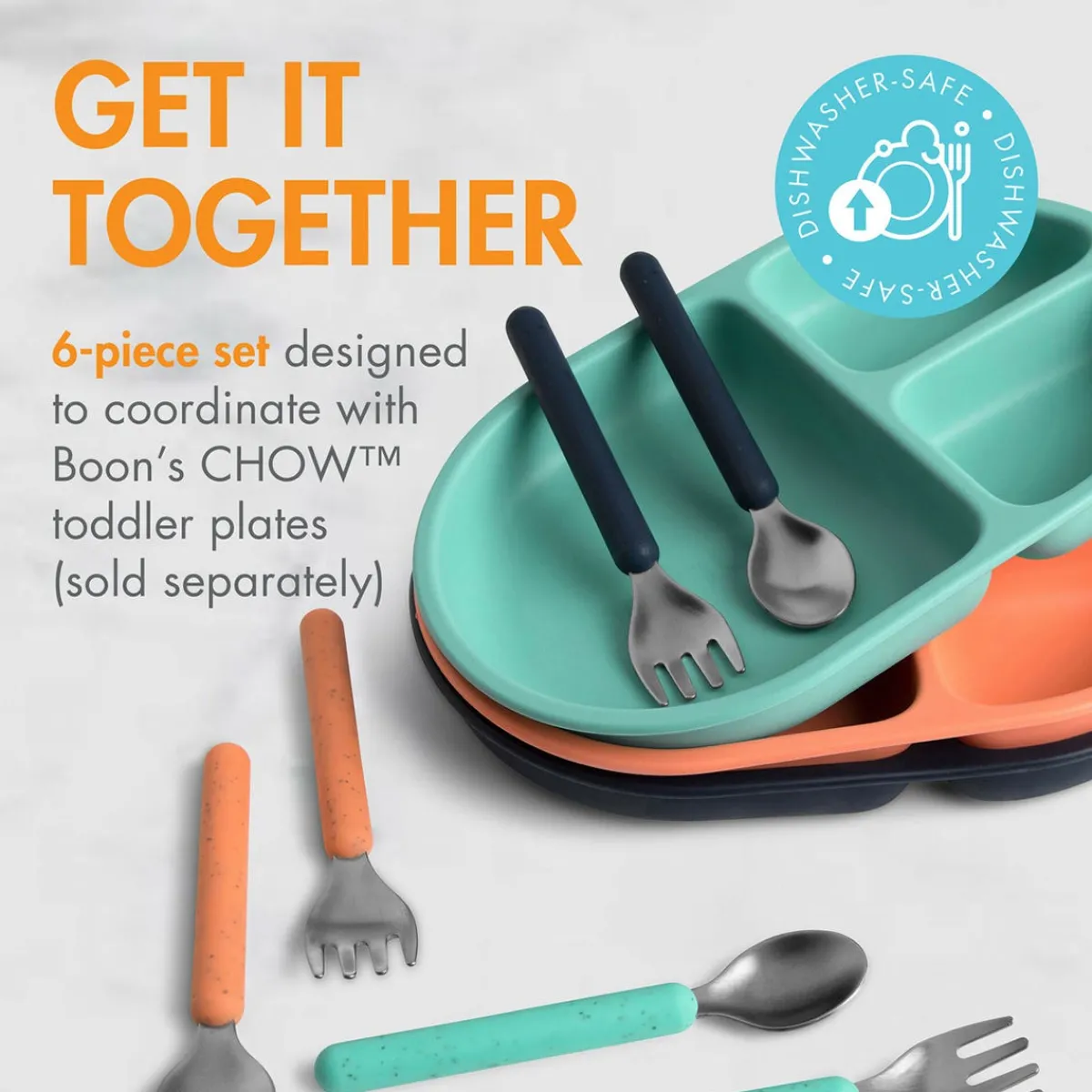 Kids Utensils|Toddler Training Utensils-Boon Inc. Chow Utensils (6 Piece)
