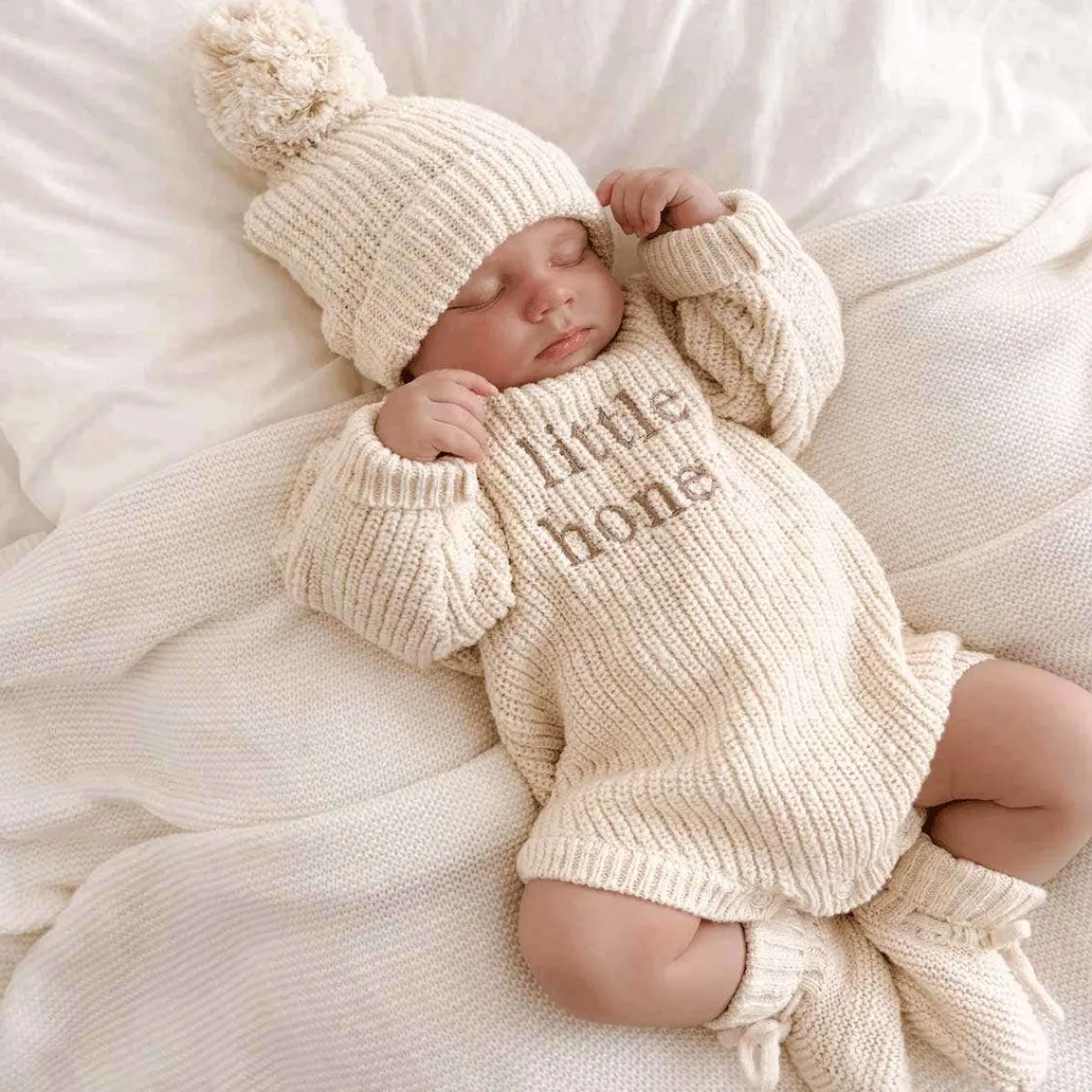 Rompers-Blossom & Pear Chunky Knit Embroidered Romper